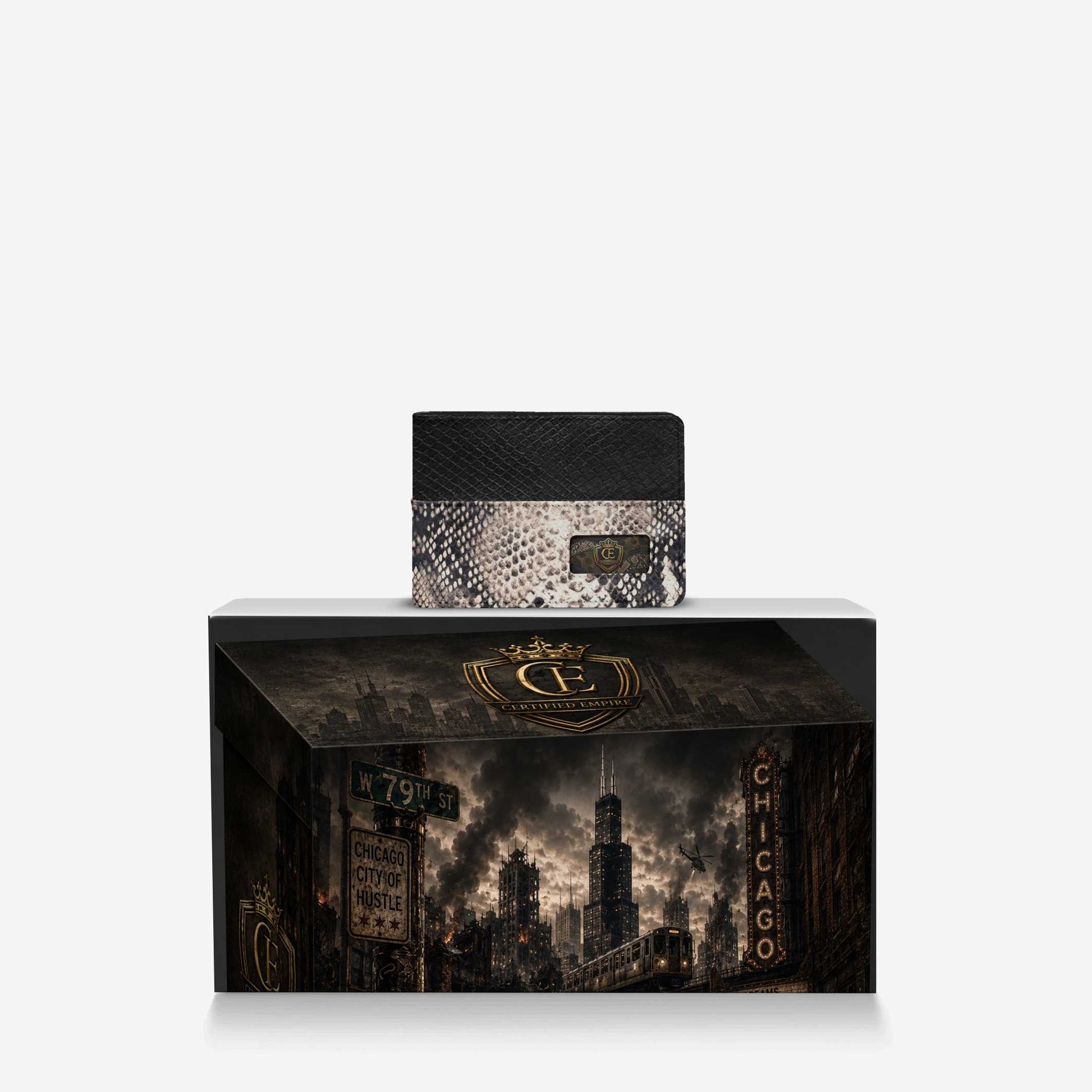 Empire Vault Wallet displayed over Certified Empire luxury box